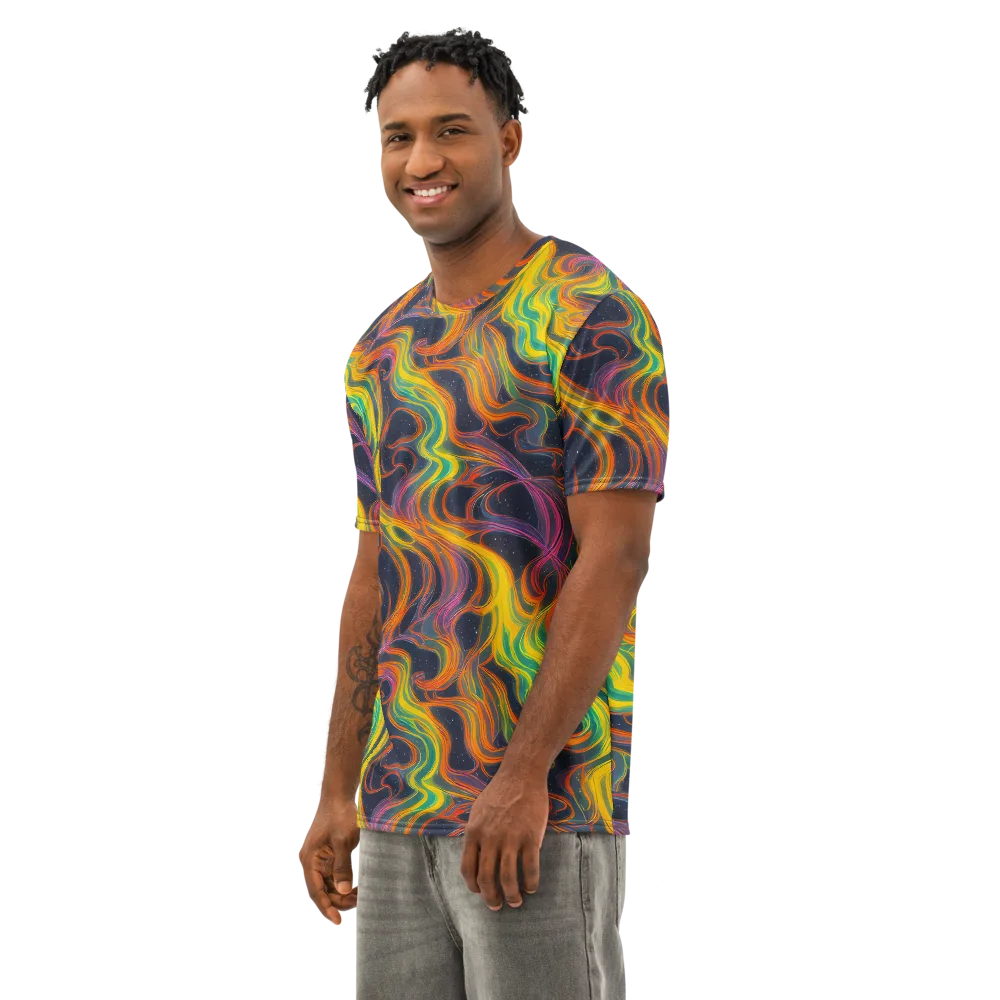Starfall Ribbons on Men's Cotton Crew Neck T-Shirt — Left Front