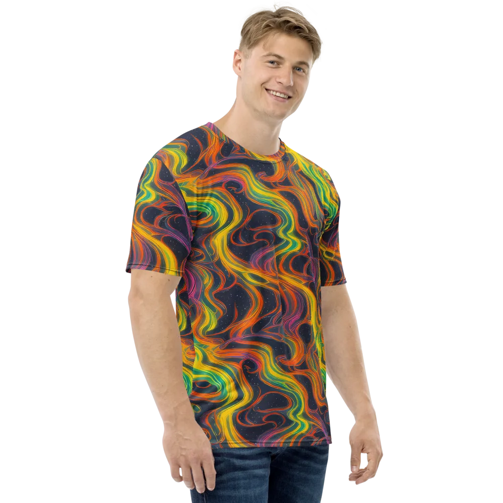 Starfall Ribbons on Men's Crew Neck T-Shirt — Right