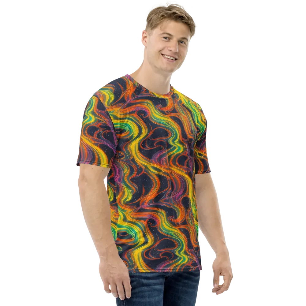 Starfall Ribbons on Men's Crew Neck T-Shirt — Right