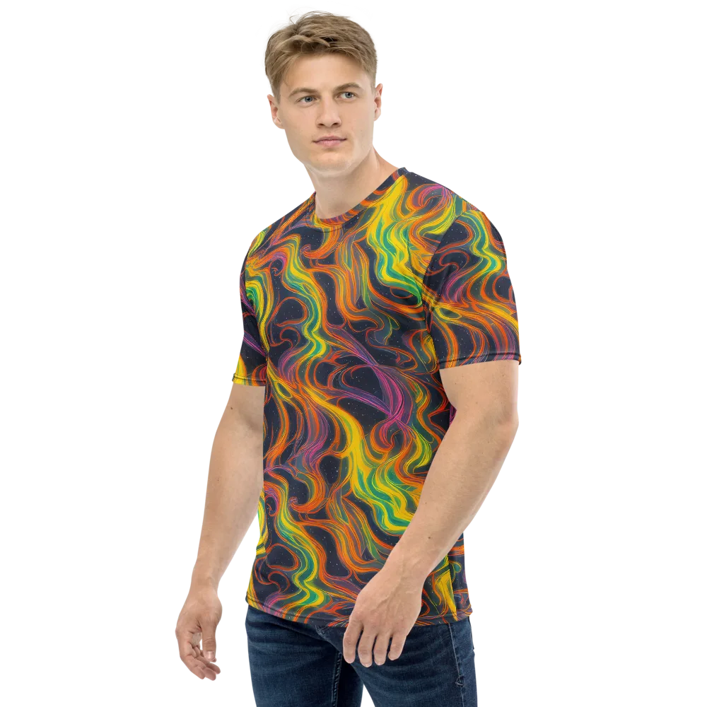 Starfall Ribbons on Men's Crew Neck T-Shirt — Left