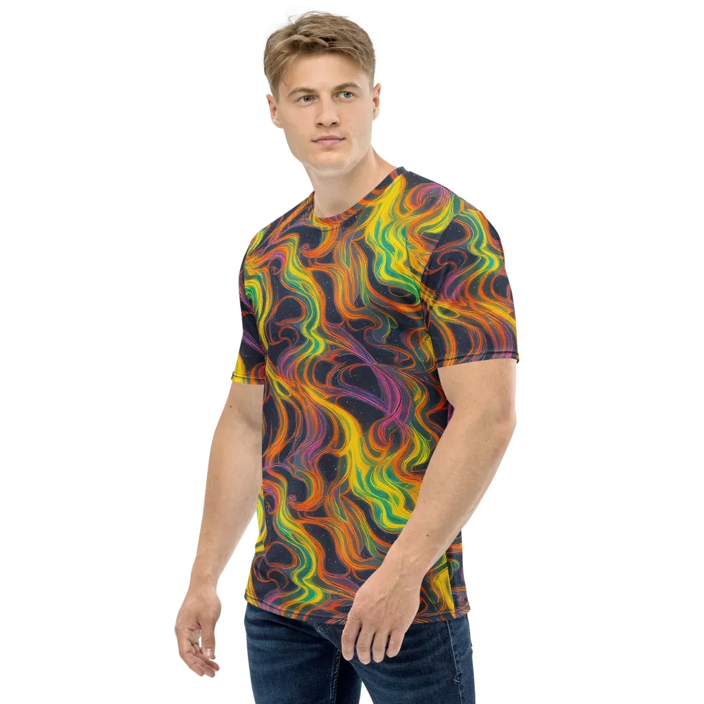 Starfall Ribbons on Men's Crew Neck T-Shirt — Left