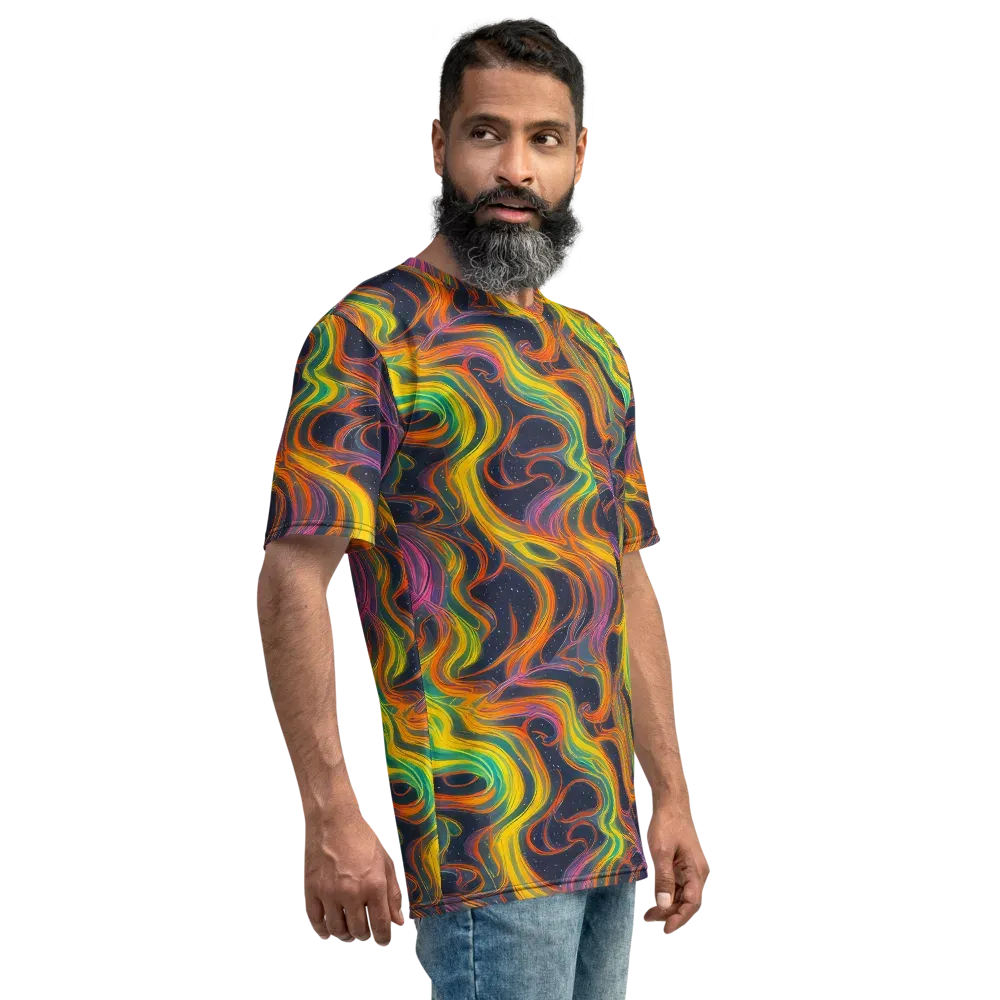 Starfall Ribbons on Men's Crew Neck T-Shirt — Right