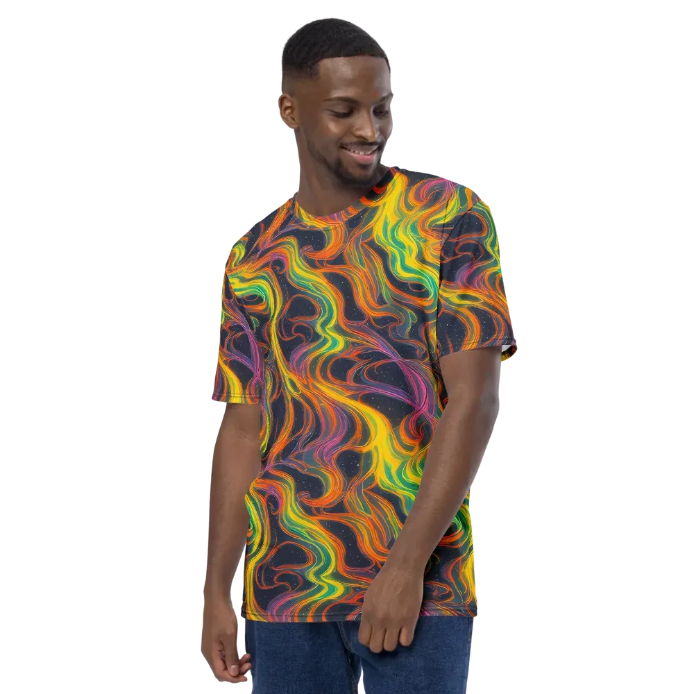Starfall Ribbons on Men's Crew Neck T-Shirt — Left