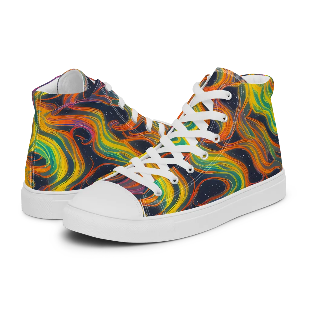 Starfall Ribbons on Men's High Top Canvas Shoes — Left