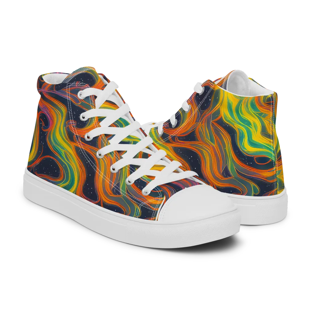 Starfall Ribbons on Men's High Top Canvas Shoes — Right