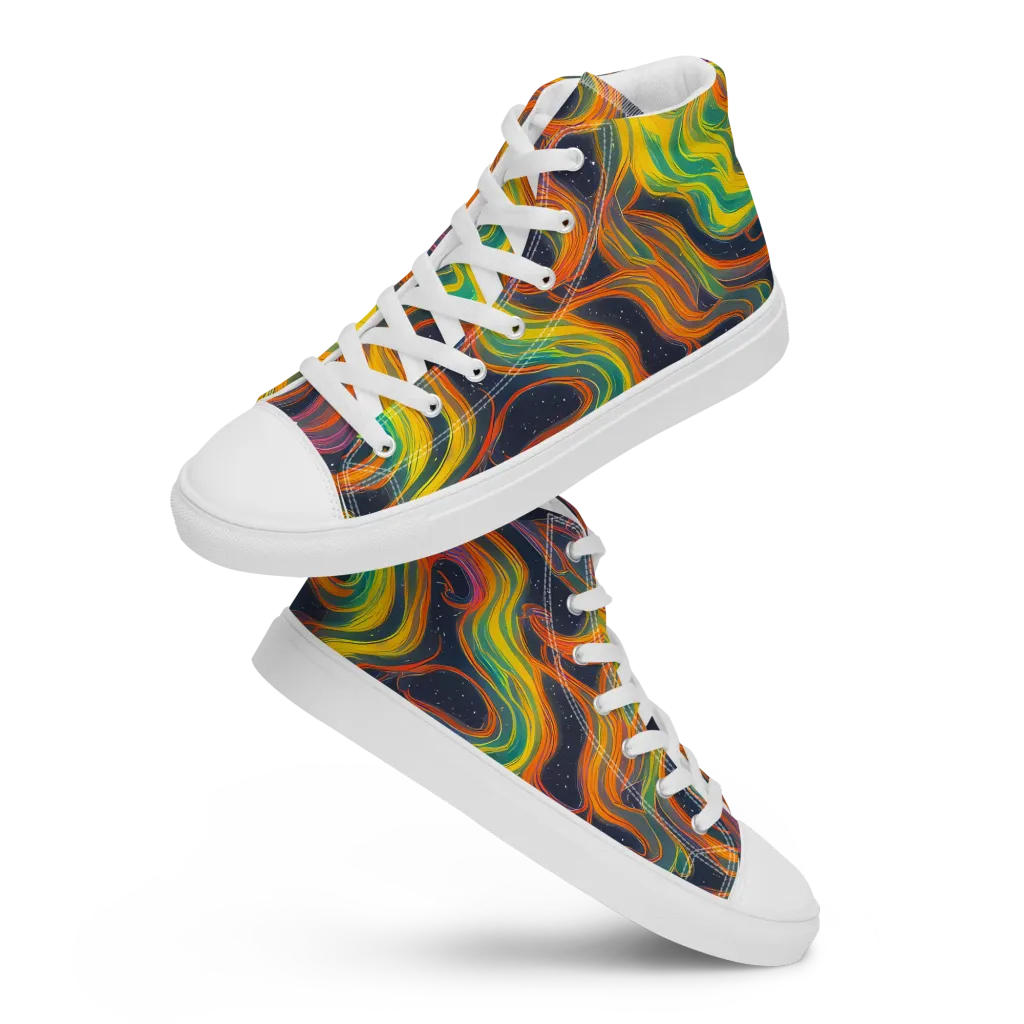 Starfall Ribbons on Men's High Top Canvas Shoes — Front