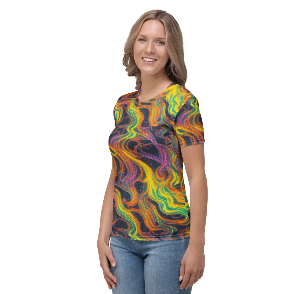 Starfall Ribbons on Women's Crew Neck T-Shirt — Left