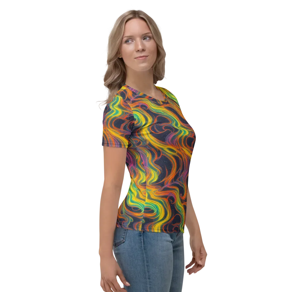 Starfall Ribbons on Women's Crew Neck T-Shirt — Right