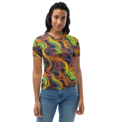 Starfall Ribbons on a Women's Crew Neck T-Shirt