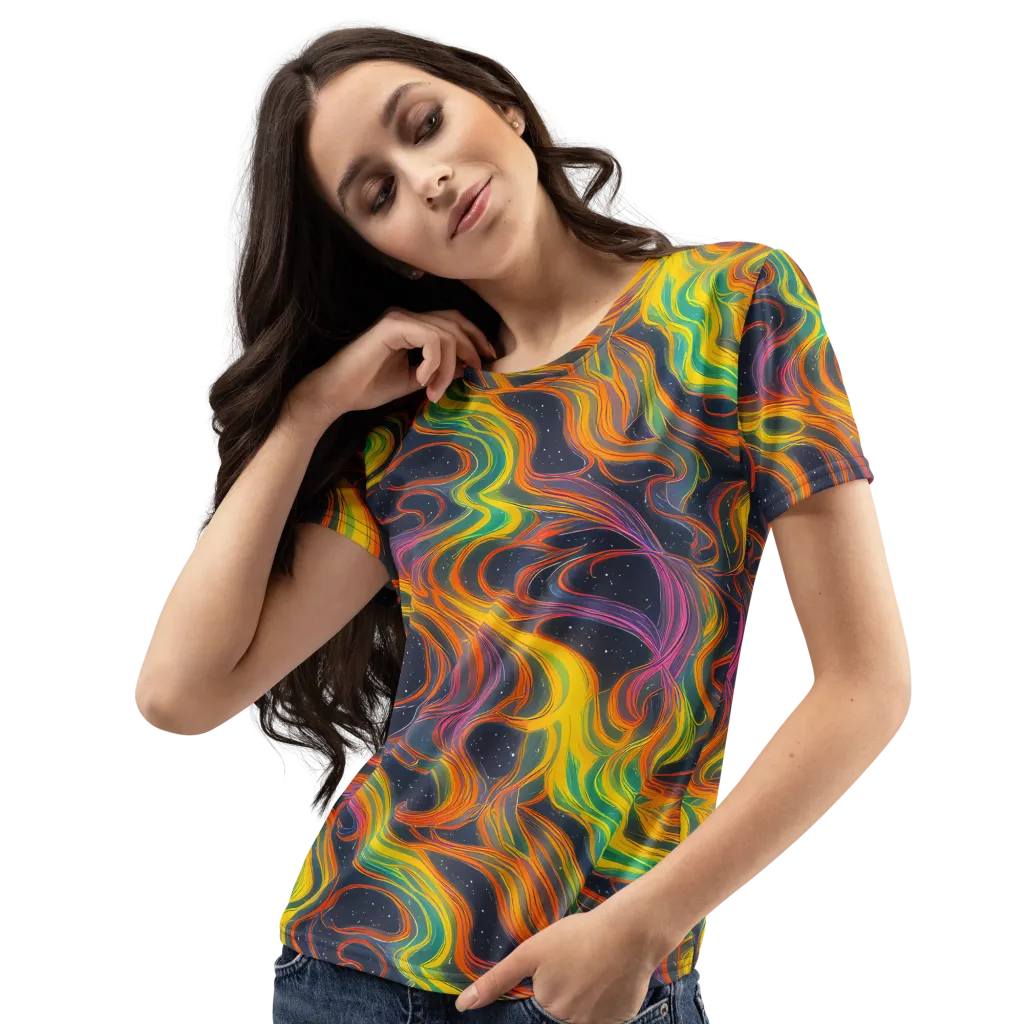 Starfall Ribbons on Women's Crew Neck T-Shirt — Left Front