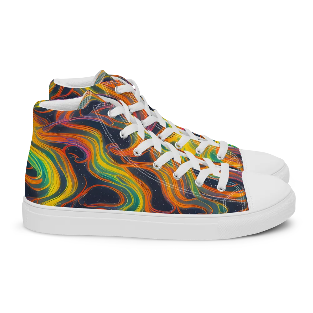 Starfall Ribbons on Women's High Top Canvas Shoes — Right