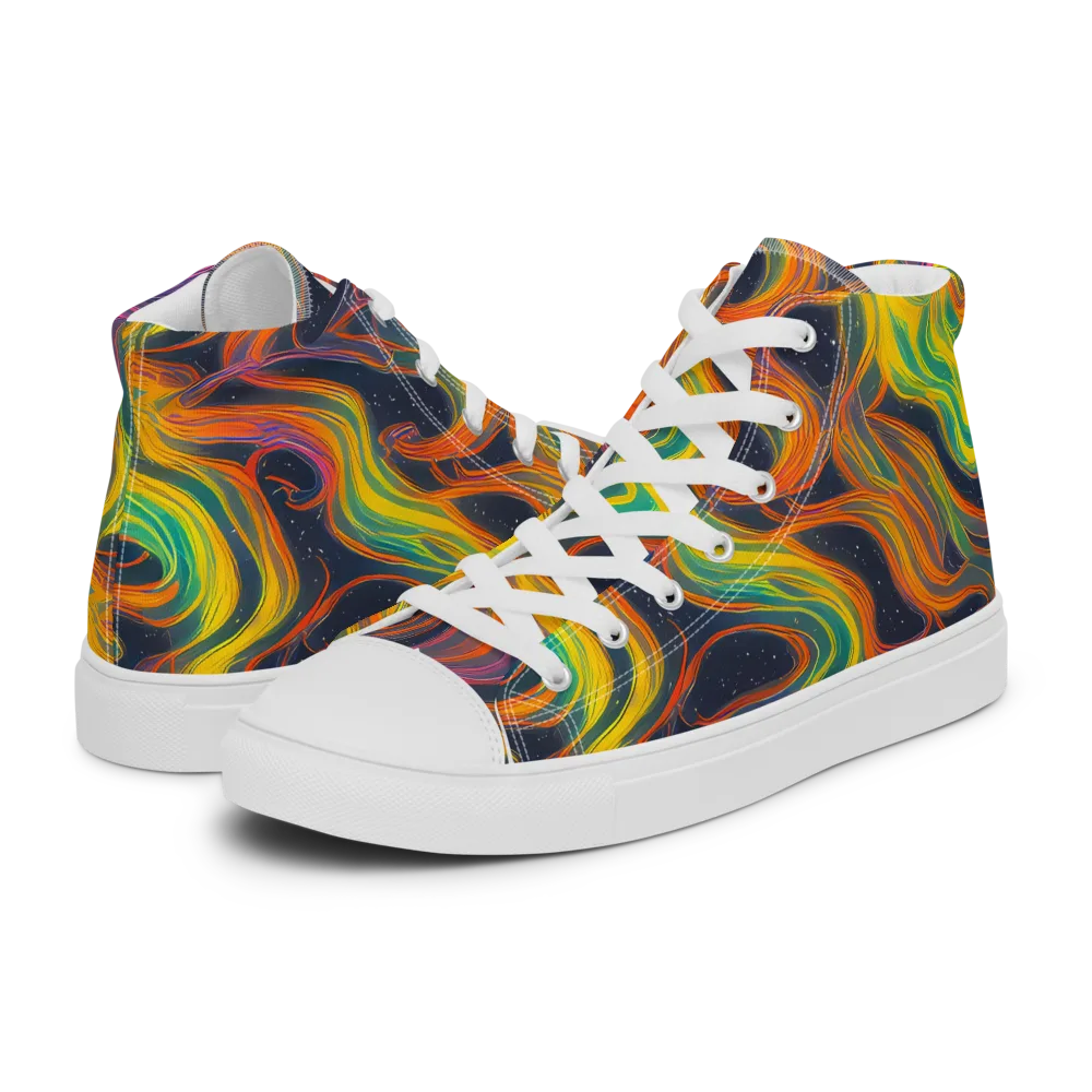 Starfall Ribbons on Women's High Top Canvas Shoes — Left