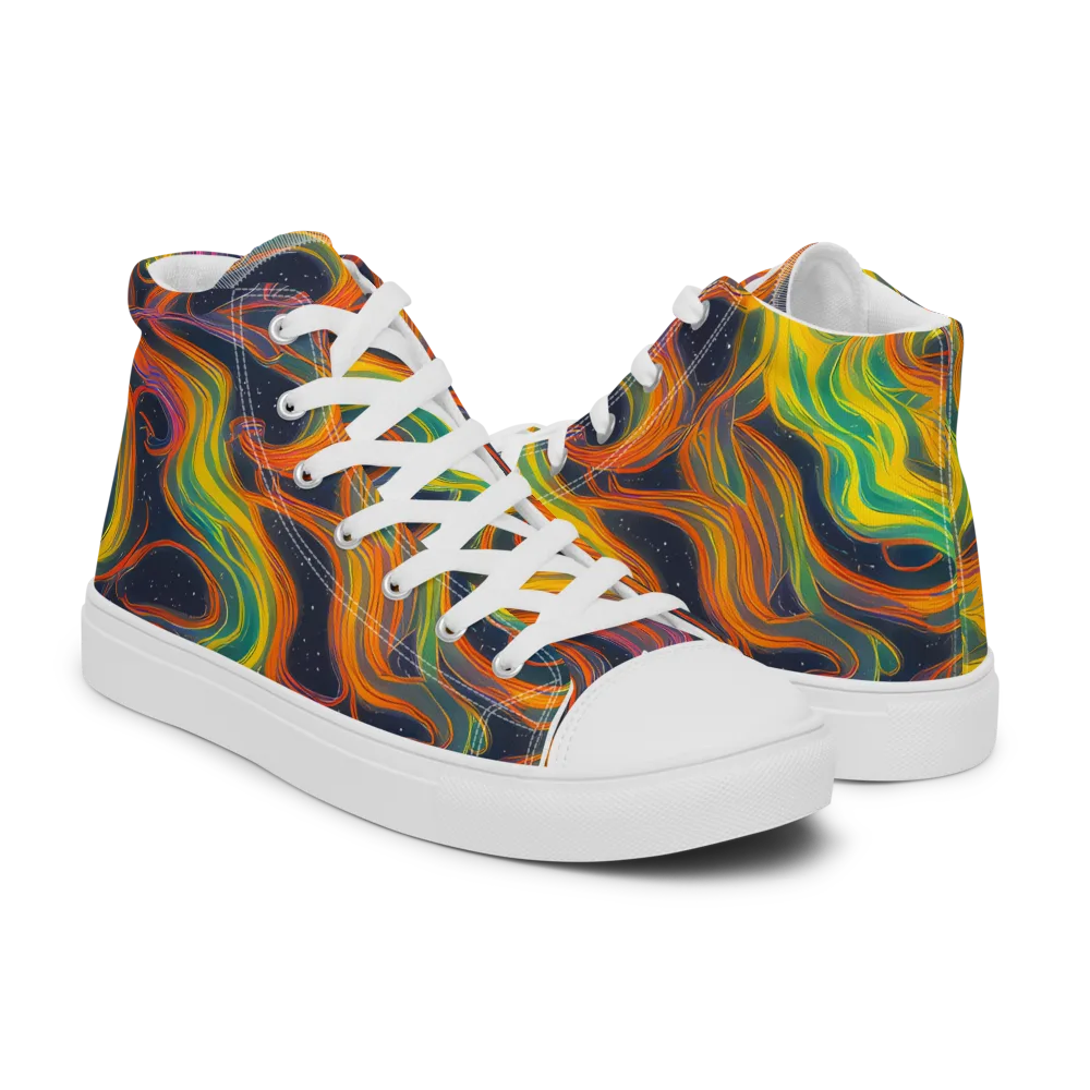 Starfall Ribbons on Women's High Top Canvas Shoes — Right