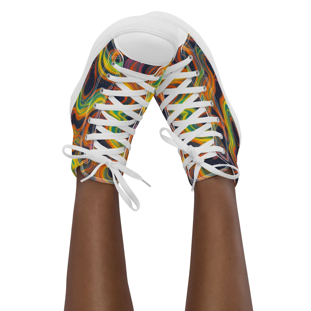 Starfall Ribbons on Women's High Top Canvas Shoes — Front