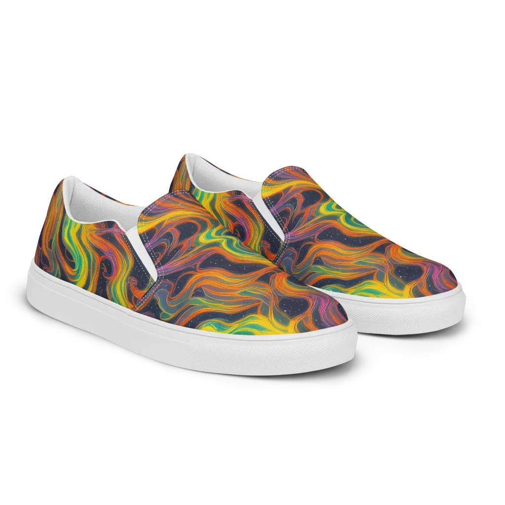Starfall Ribbons on Men's Slip-On Canvas Shoes — Right Front