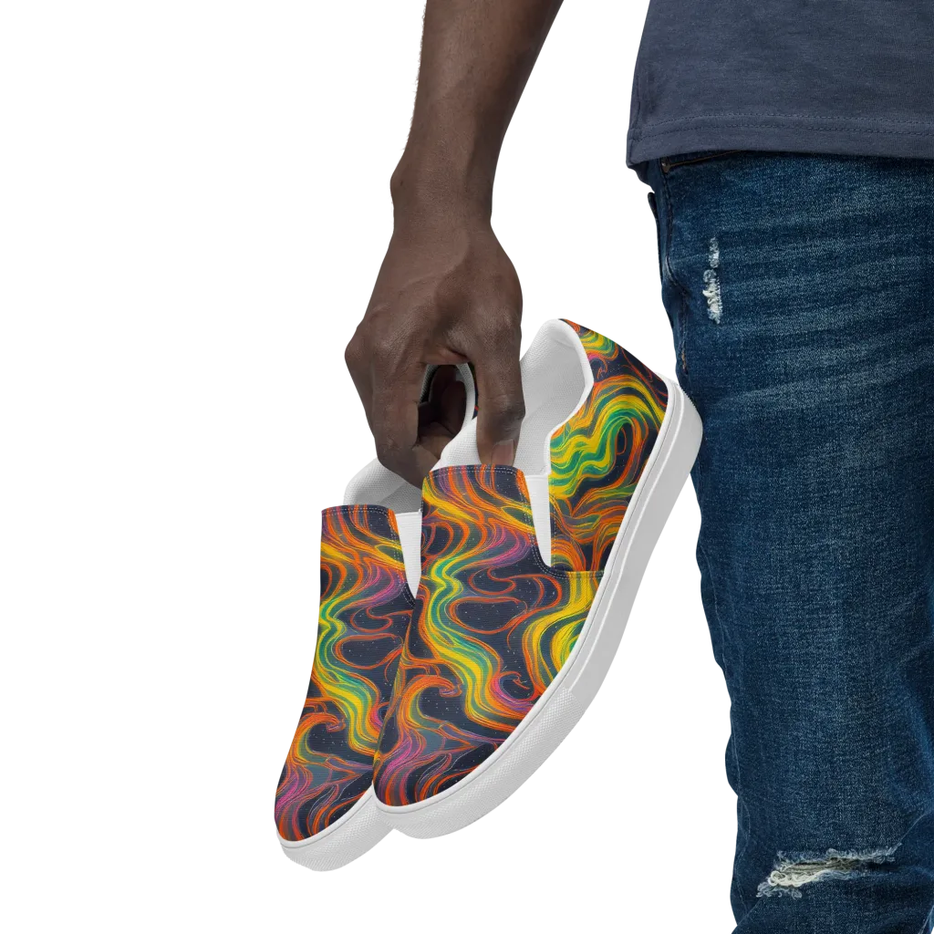 Starfall Ribbons on Men's Slip-On Canvas Shoes — Left Front