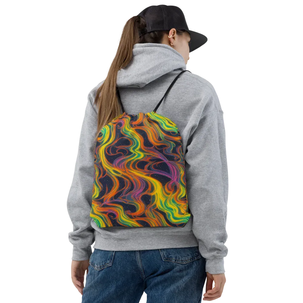 Starfall Ribbons on Drawstring Bag — Front