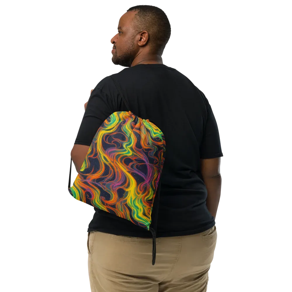 Starfall Ribbons on Drawstring Bag — Front