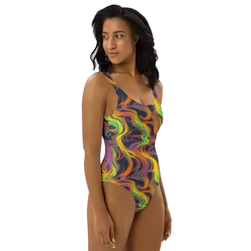 Starfall Ribbons on a One-Piece Swimsuit