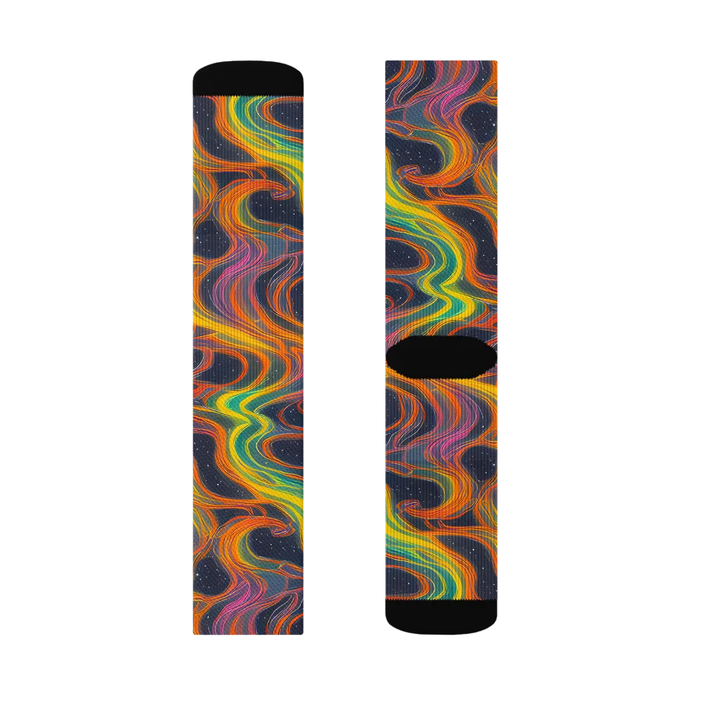 Starfall Ribbons on Socks — Right Sock