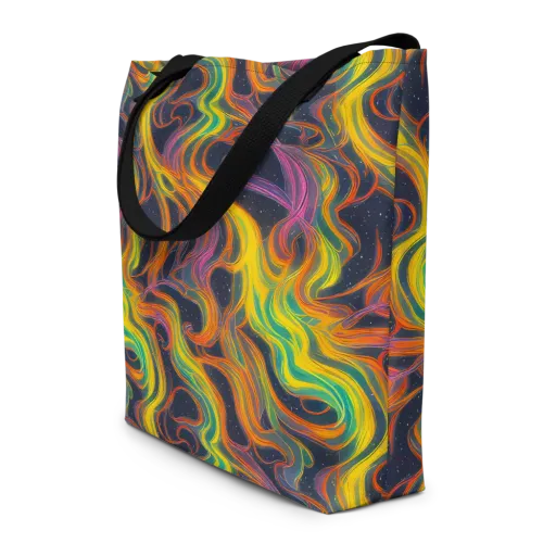 Starfall Ribbons on a Large Tote Bag W/ Pocket