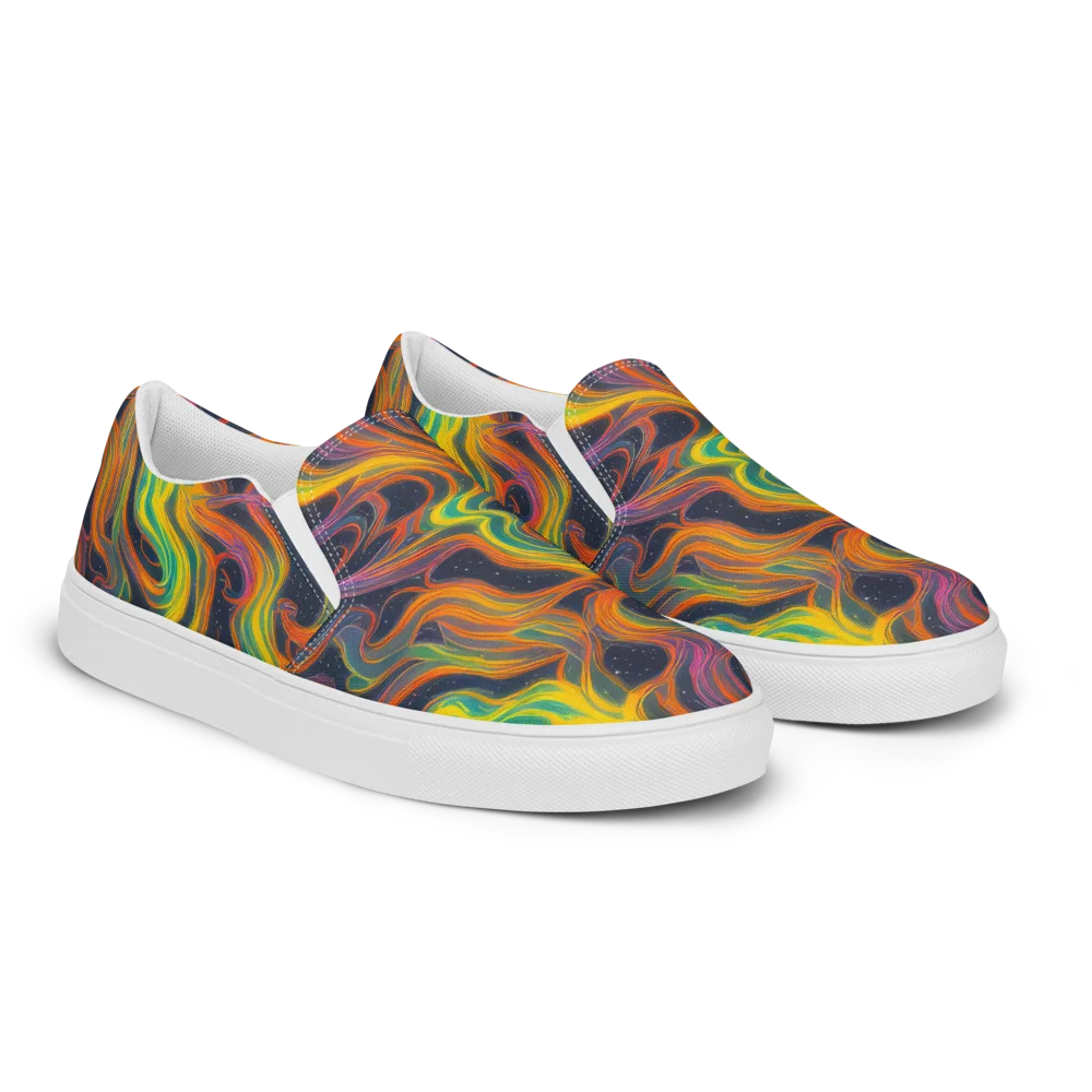 Starfall Ribbons on Women's Slip-On Canvas Shoes — Right Front