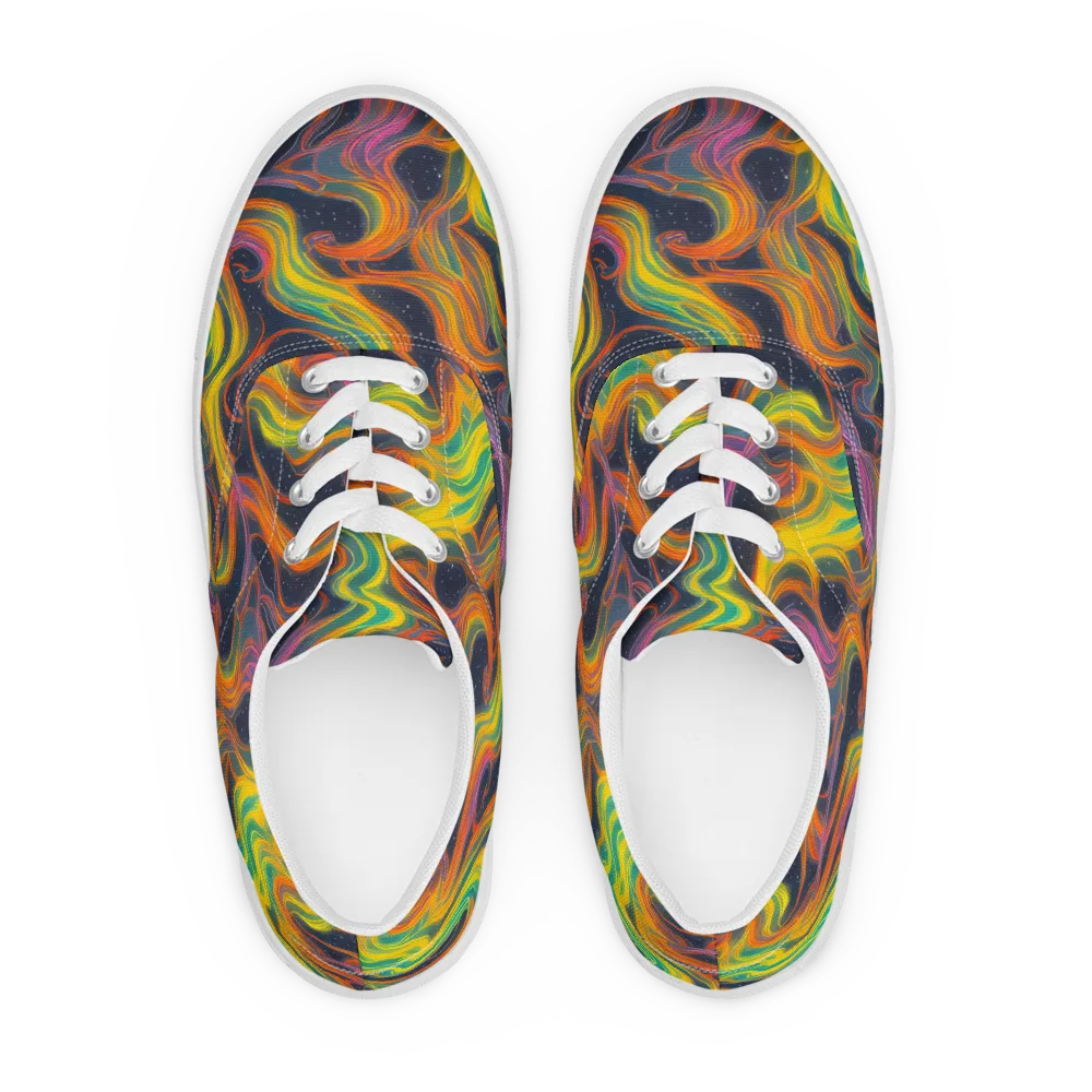 Starfall Ribbons on Men's Lace-Up Canvas Shoes — Front