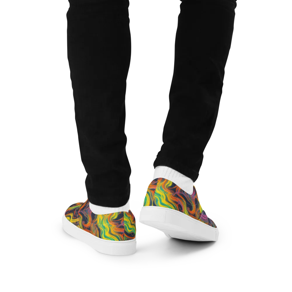 Starfall Ribbons on Men's Lace-Up Canvas Shoes — Back