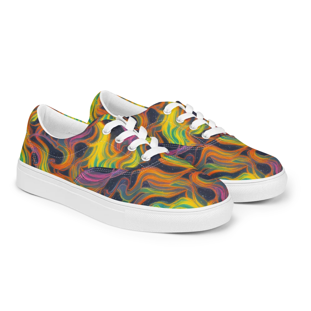 Starfall Ribbons on Men's Lace-Up Canvas Shoes — Right Front