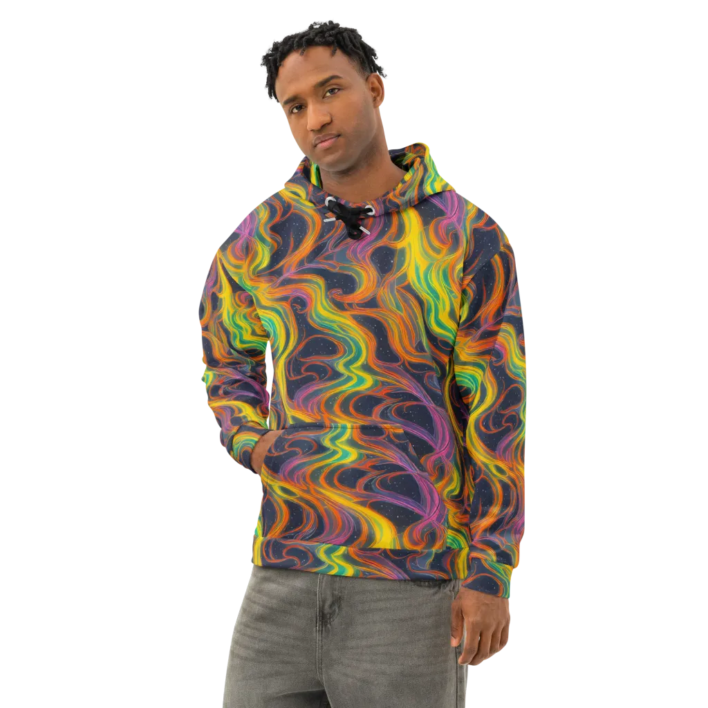 Starfall Ribbons on Cotton Hoodie — Left Front