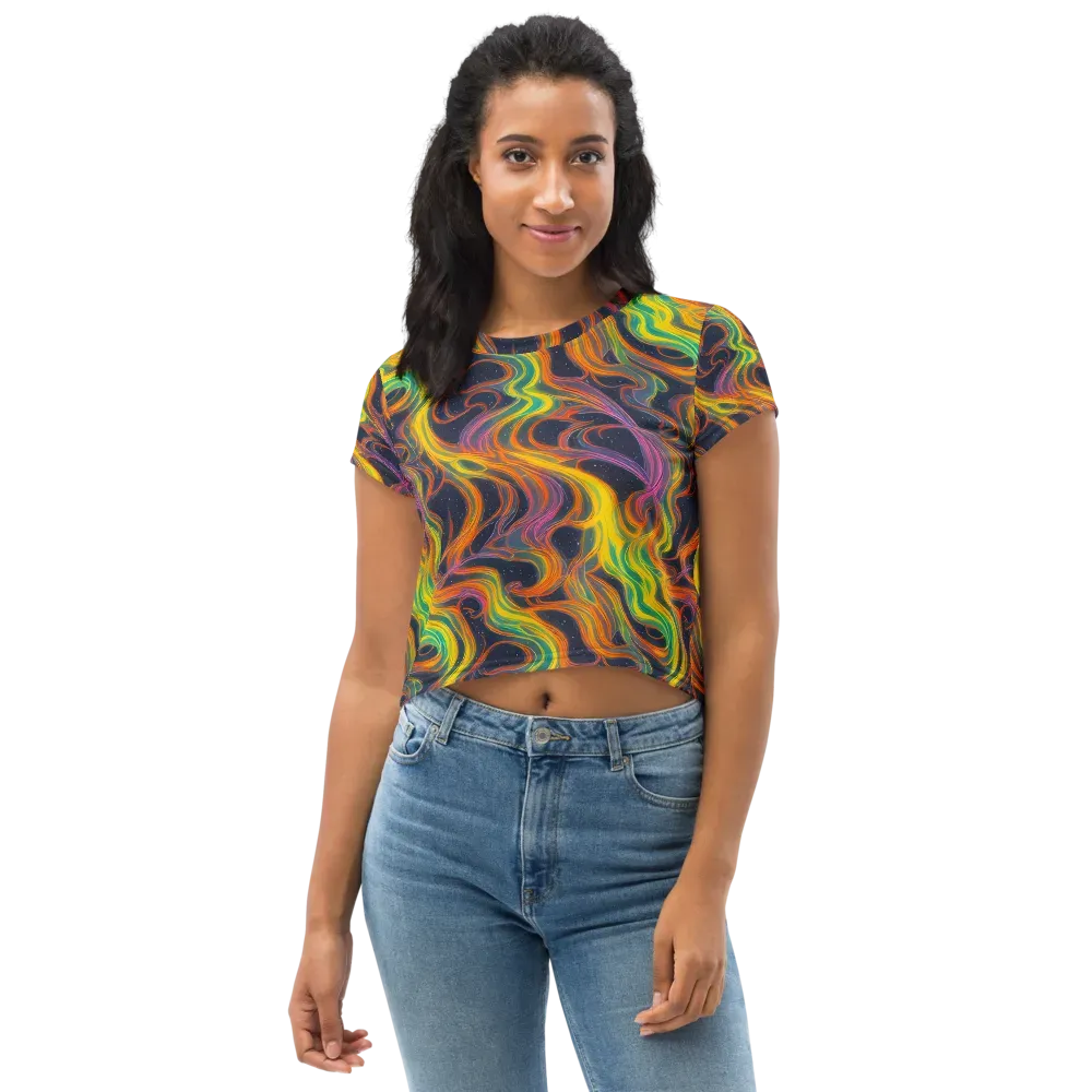 Starfall Ribbons on Crop Tee — Front