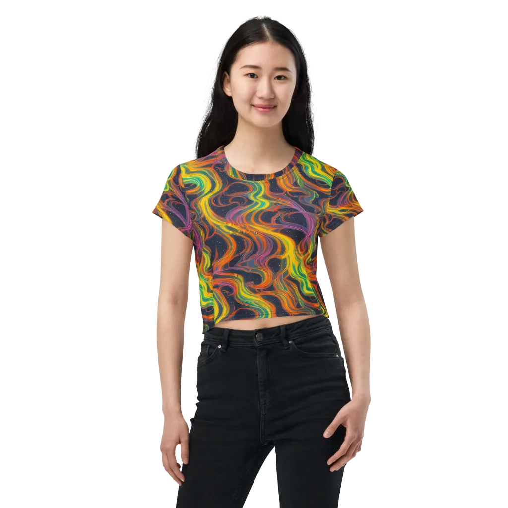 Starfall Ribbons on Crop Tee — Front