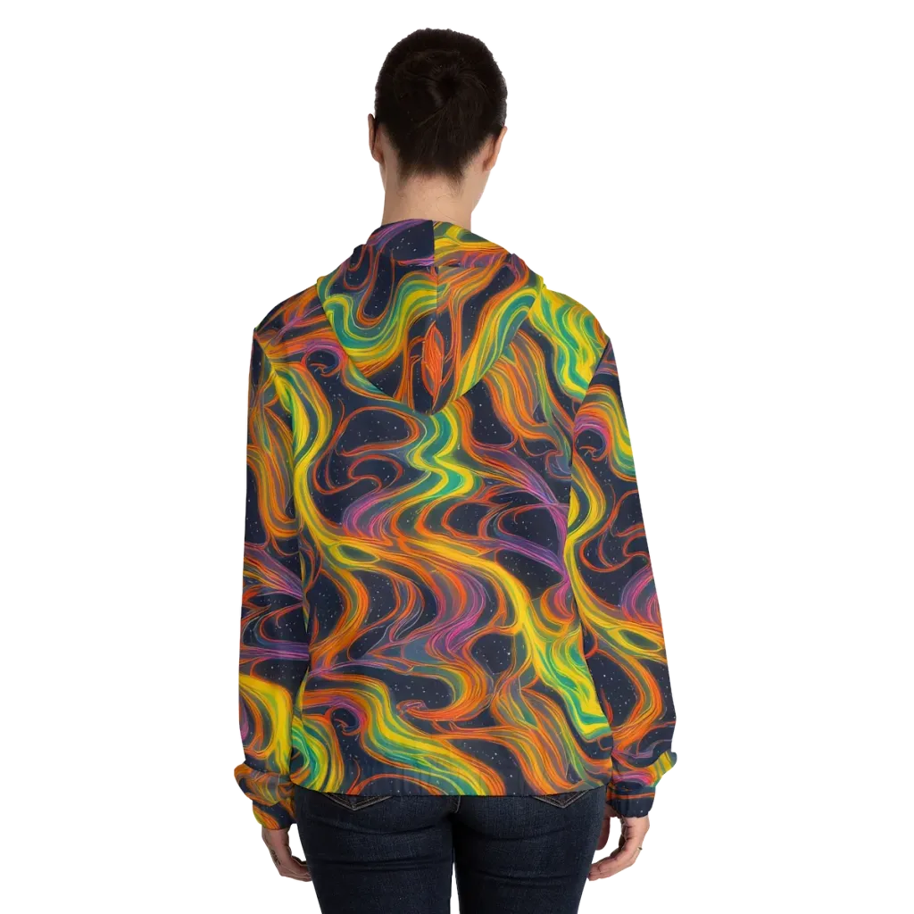 Starfall Ribbons on Women's Full-Zip Hoodie — Back On Person