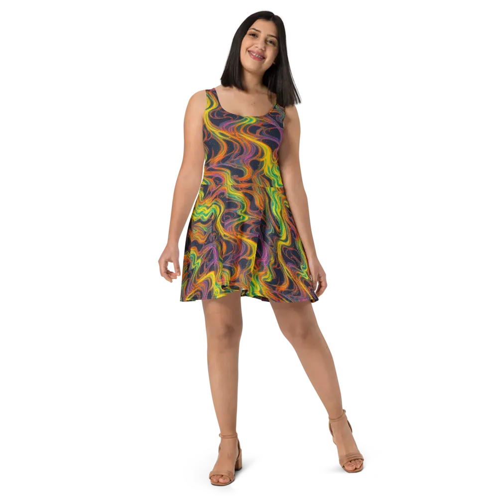 Starfall Ribbons on Skater Dress — Front