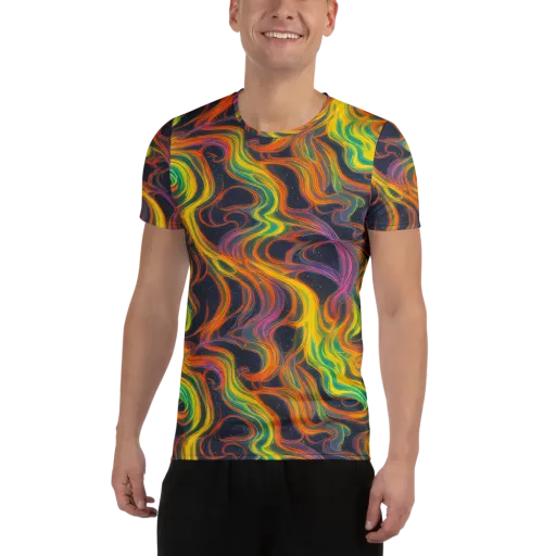 Starfall Ribbons on a Men's Athletic T-Shirt