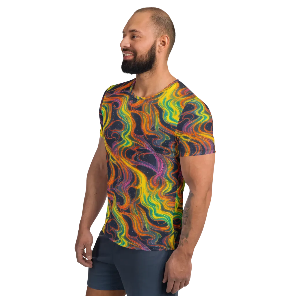 Starfall Ribbons on Men's Athletic T-Shirt — Left