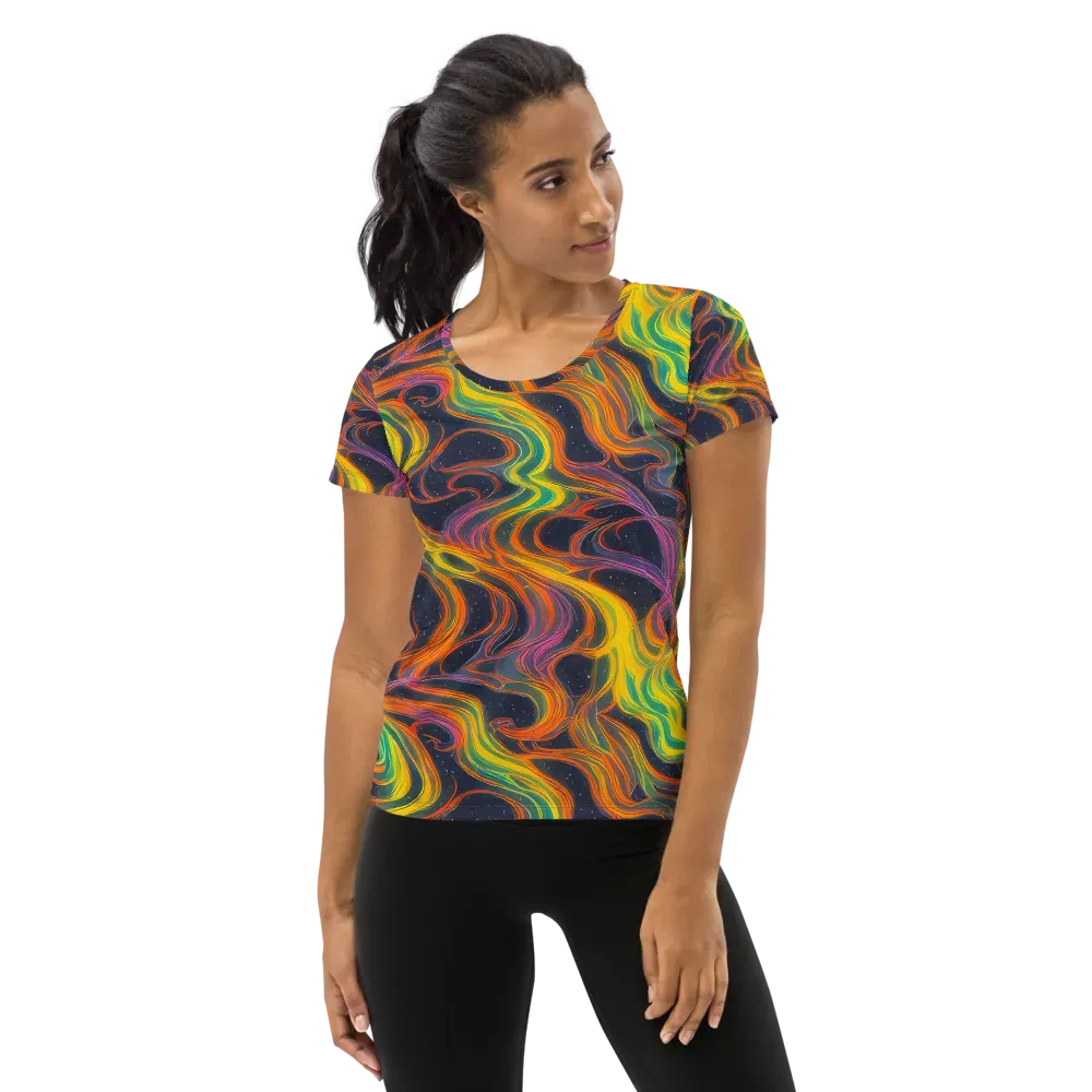 Starfall Ribbons on Women's Athletic T-Shirt — Front