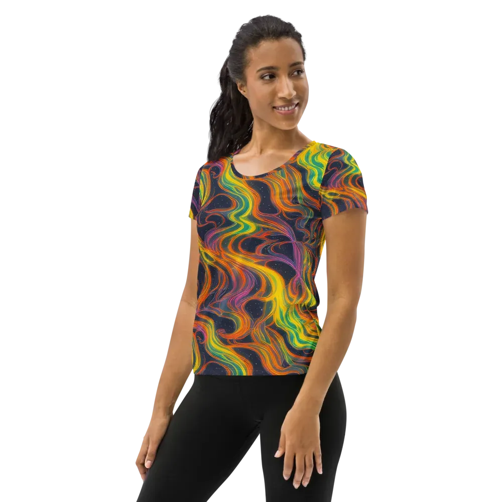 Starfall Ribbons on Women's Athletic T-Shirt — Left