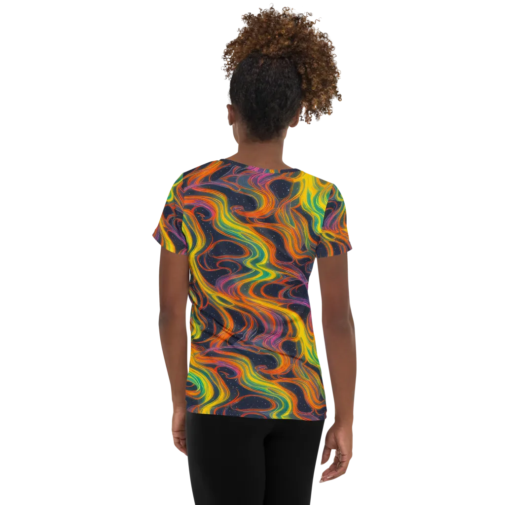 Starfall Ribbons on Women's Athletic T-Shirt — Back