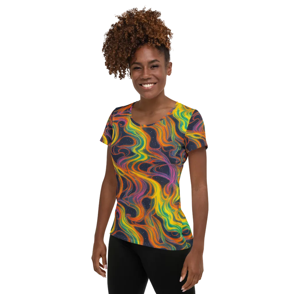 Starfall Ribbons on Women's Athletic T-Shirt — Left