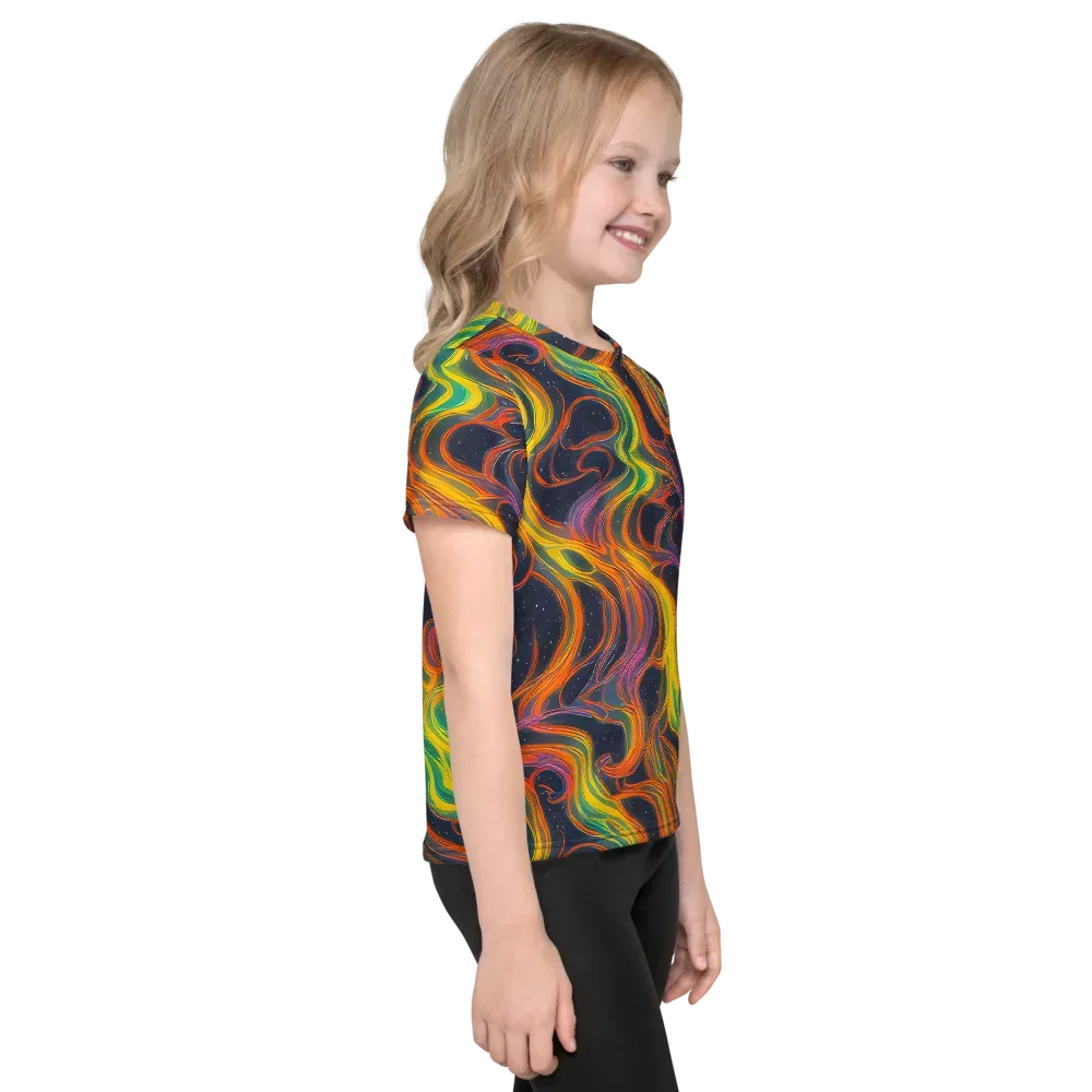 Starfall Ribbons on Kids Crew Neck T-Shirt — Right