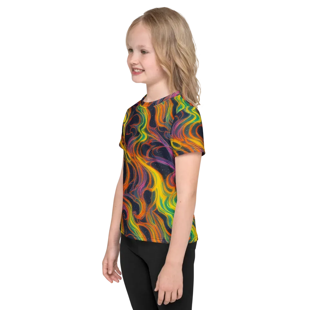 Starfall Ribbons on Kids Crew Neck T-Shirt — Left