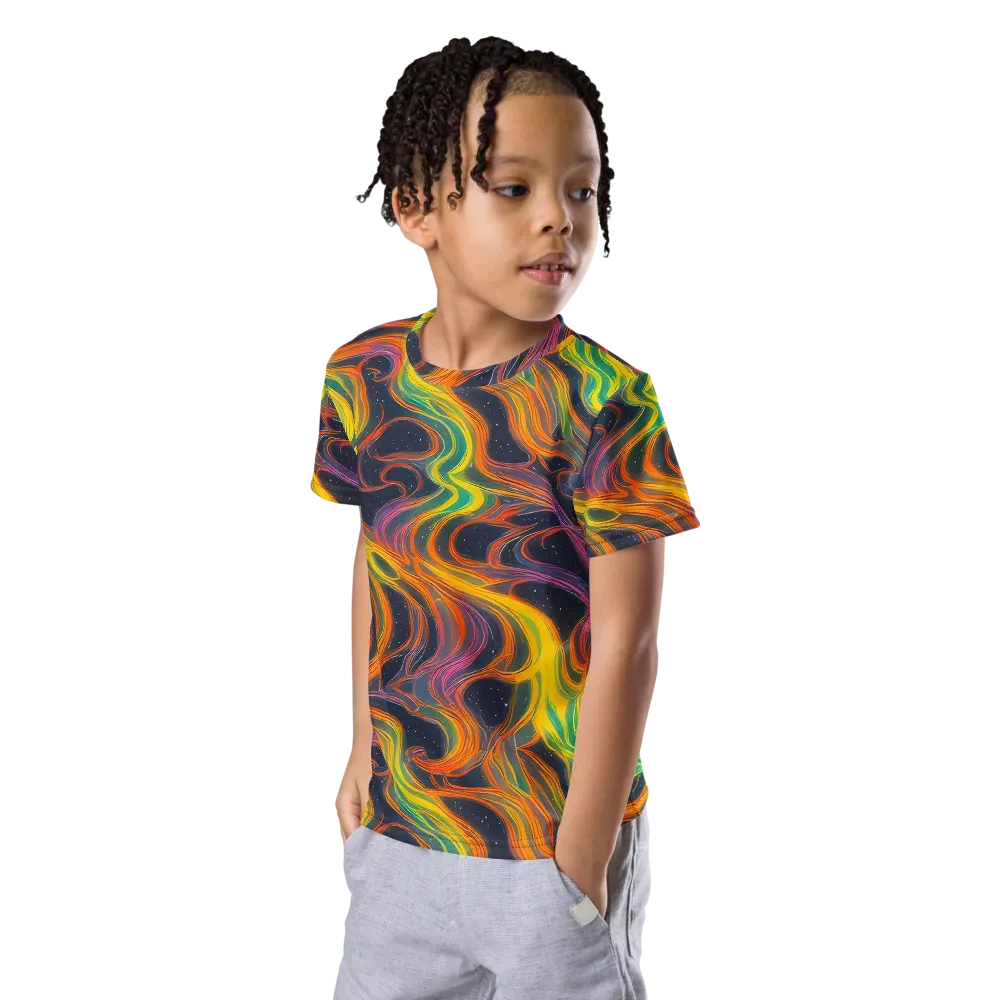 Starfall Ribbons on Kids Crew Neck T-Shirt — Left Front