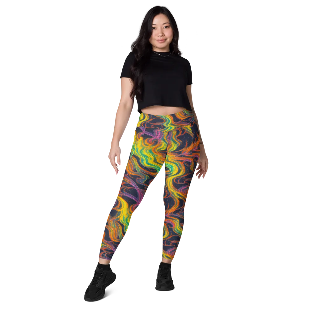 Starfall Ribbons on Leggings with Pockets — Front