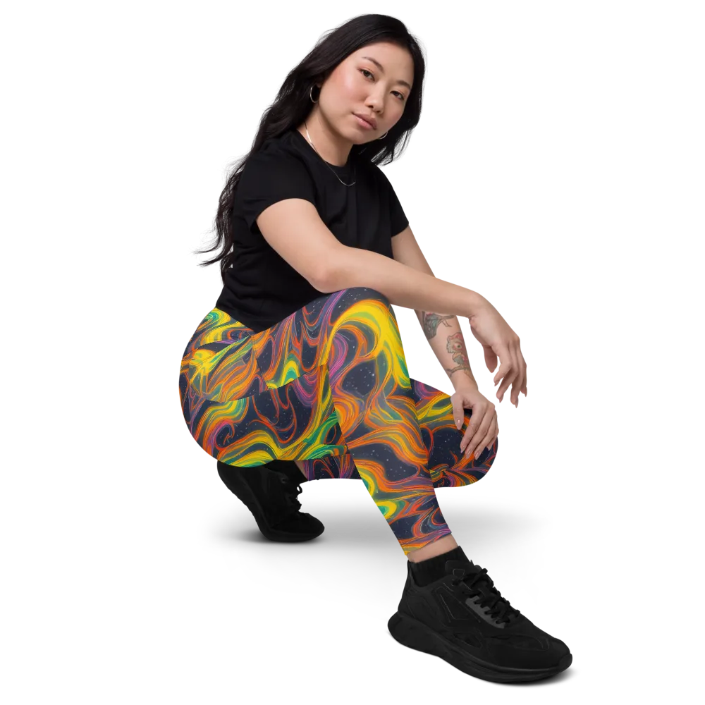 Starfall Ribbons on Leggings with Pockets — Right Front