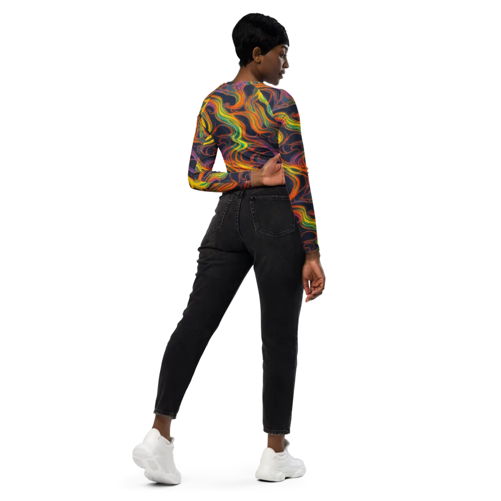 Starfall Ribbons on Long Sleeve Crop Top — Right Back