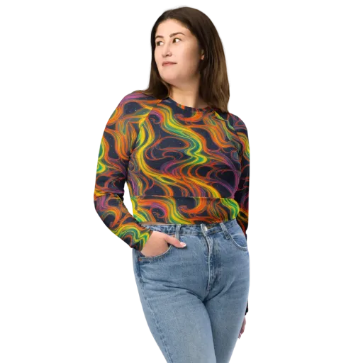 Starfall Ribbons on a Long Sleeve Crop Top