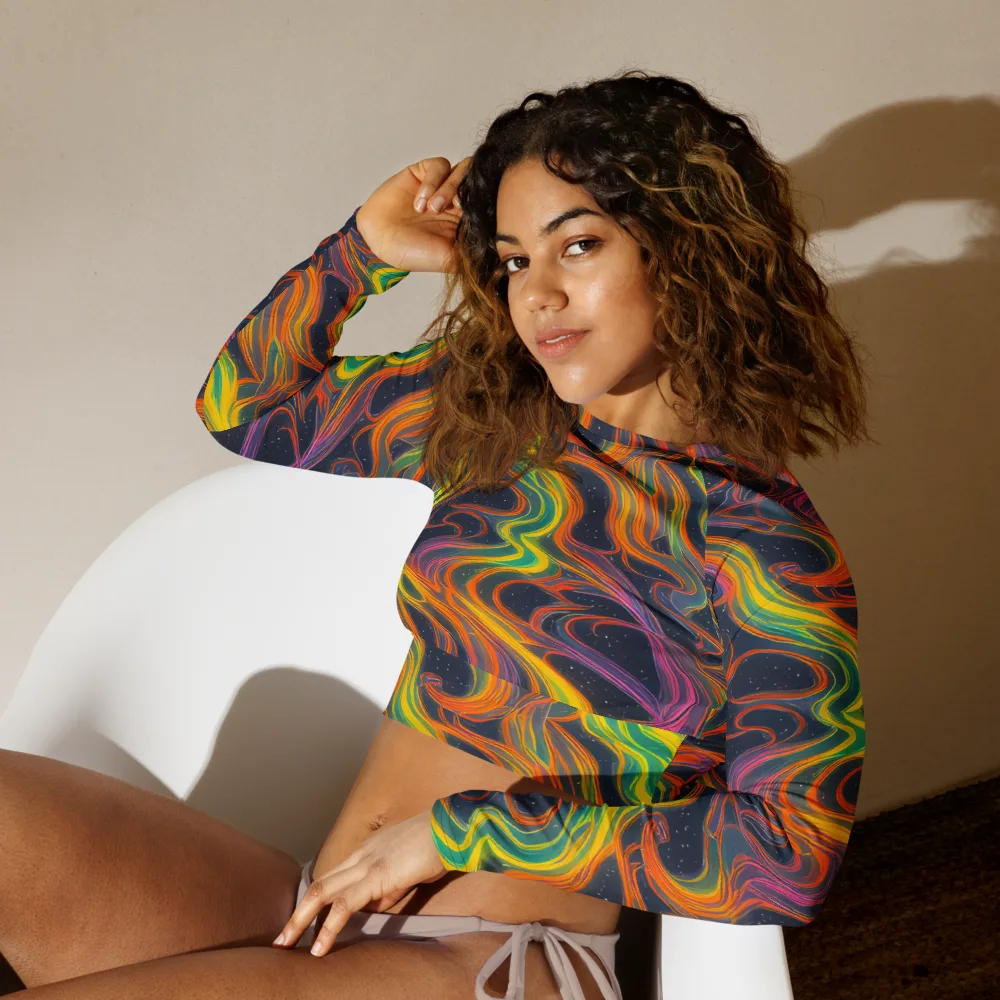 Starfall Ribbons on Long Sleeve Crop Top — Left Front