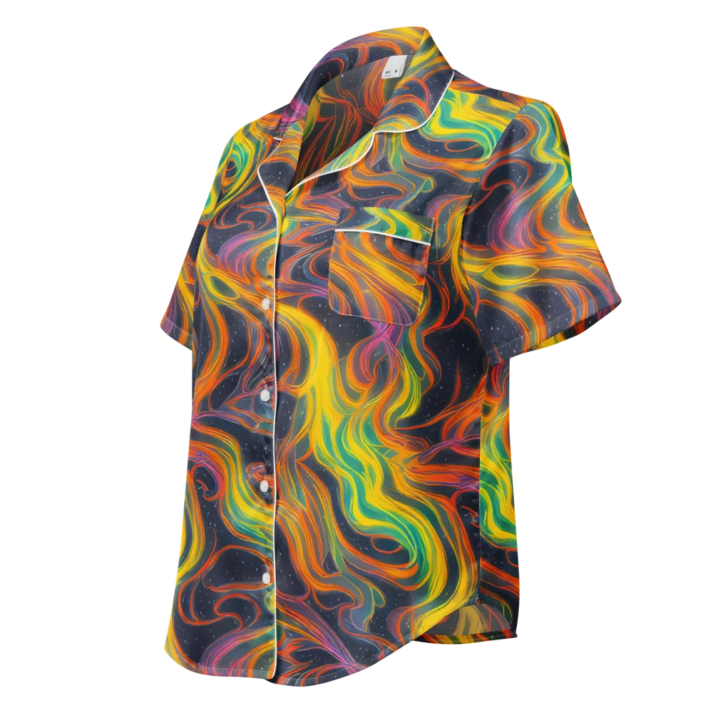 Starfall Ribbons on Women's Short Sleeve Pajama Top — Left Front