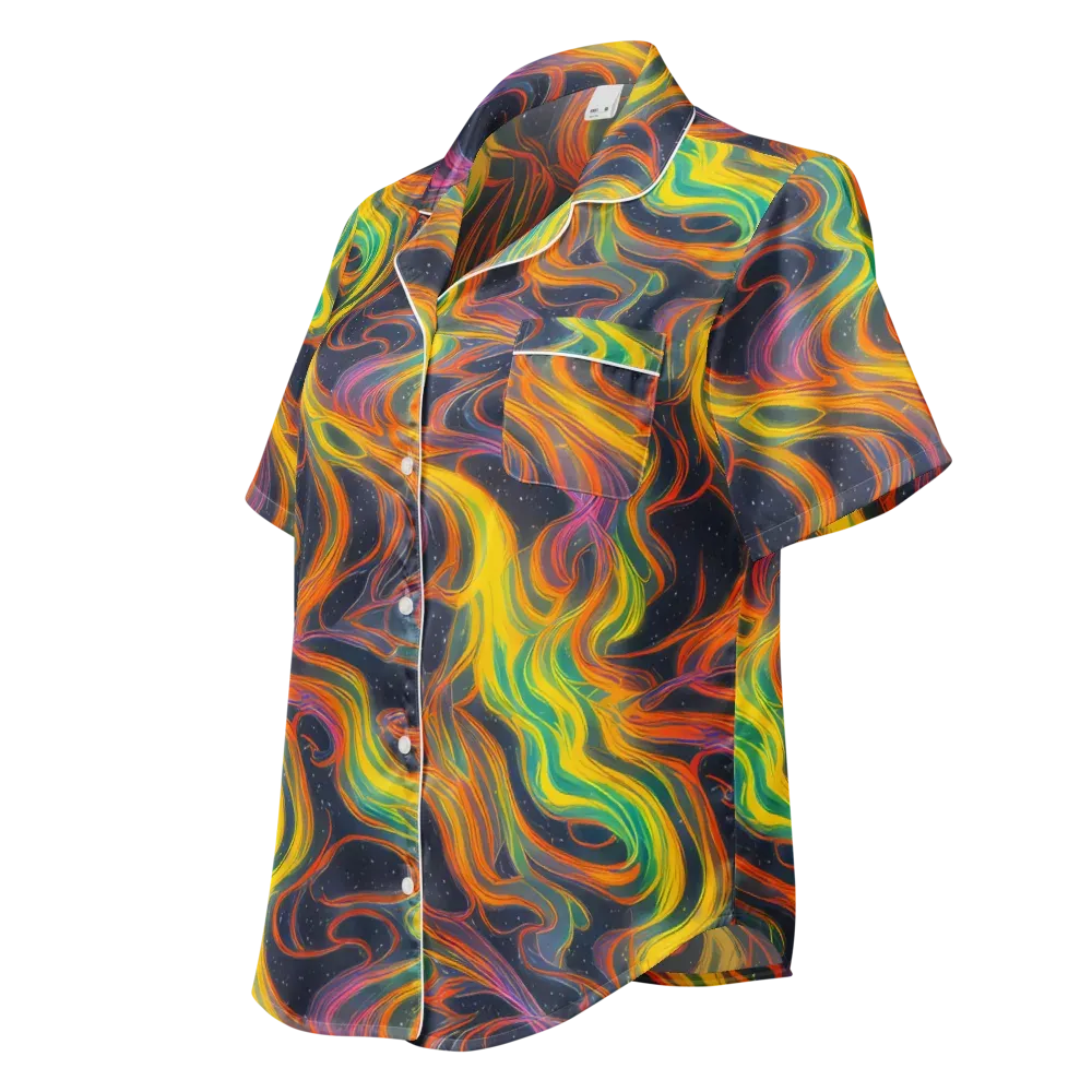 Starfall Ribbons on Women's Short Sleeve Pajama Top — Left Front